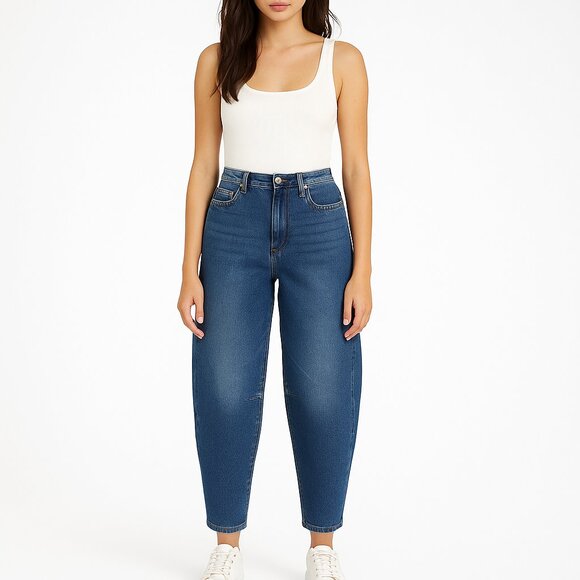 NWT Veronica Beard Blue Jeans Size 28 Charlie Barrel Leg High Rise - Picture 1 of 9